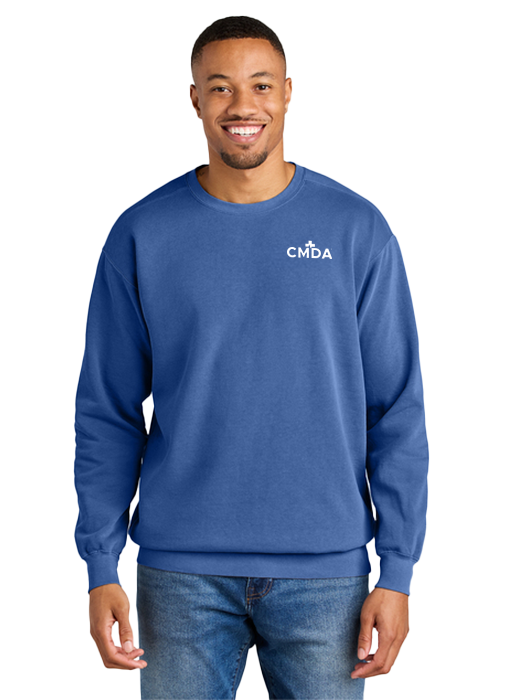 Comfort Colors Crewneck Sweatshirt: Small | Flo Blue